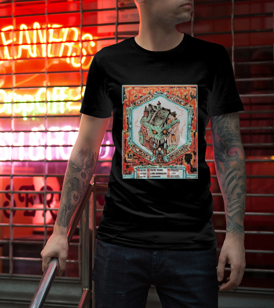 Pop Crypt Crypto Graphic Cube PC Music Brain Dead 2026 Tour New York Los Angeles London T-Shirt