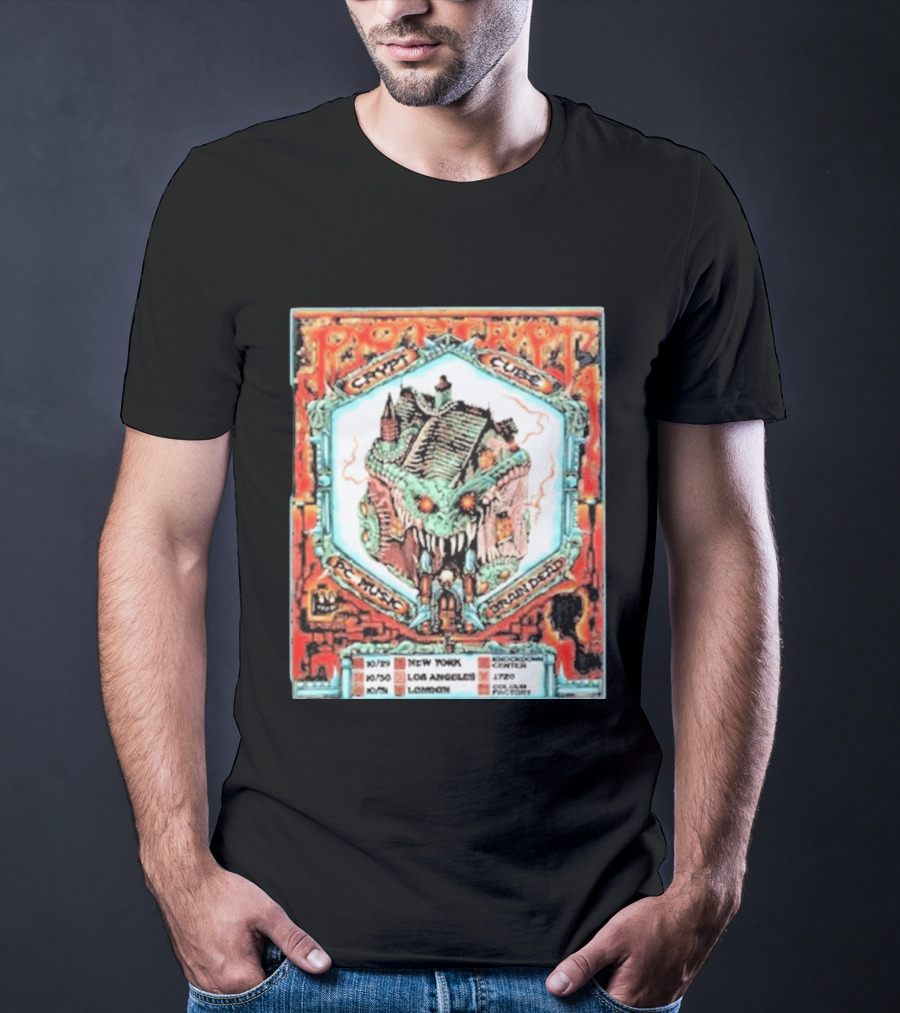 Pop Crypt Crypto Graphic Cube PC Music Brain Dead 2026 Tour New York Los Angeles London T-Shirt