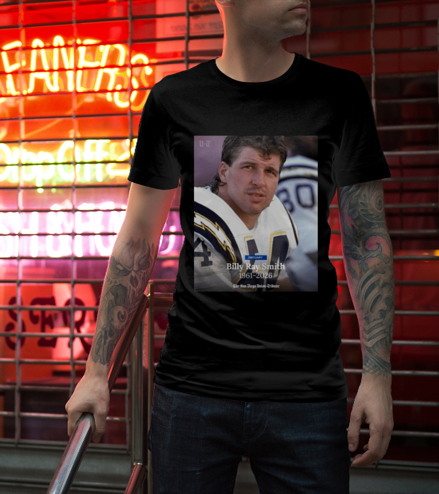 Billy Ray Smith 1961 2026 San Diego Chargers Obituary Tribute San Diego Union Tribune T-Shirt