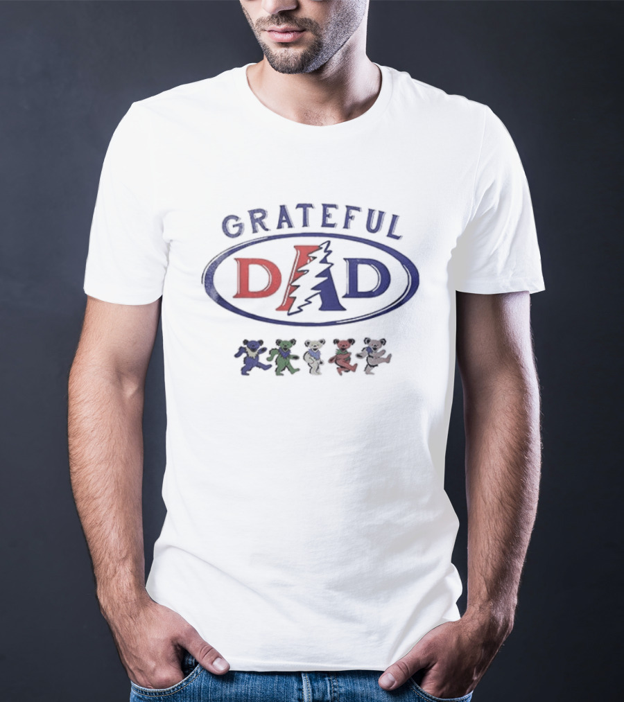 Grateful Dad Father's Day With Dancing Bears And Lightning Bolt T-Shirt