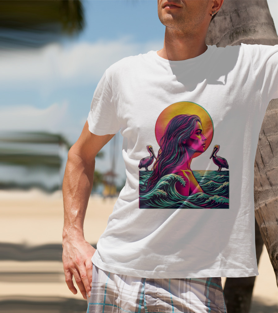 Gulf Coast Sunset Pelican Waves Woman T-Shirt