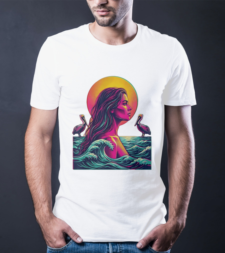 Gulf Coast Sunset Pelican Waves Woman T-Shirt