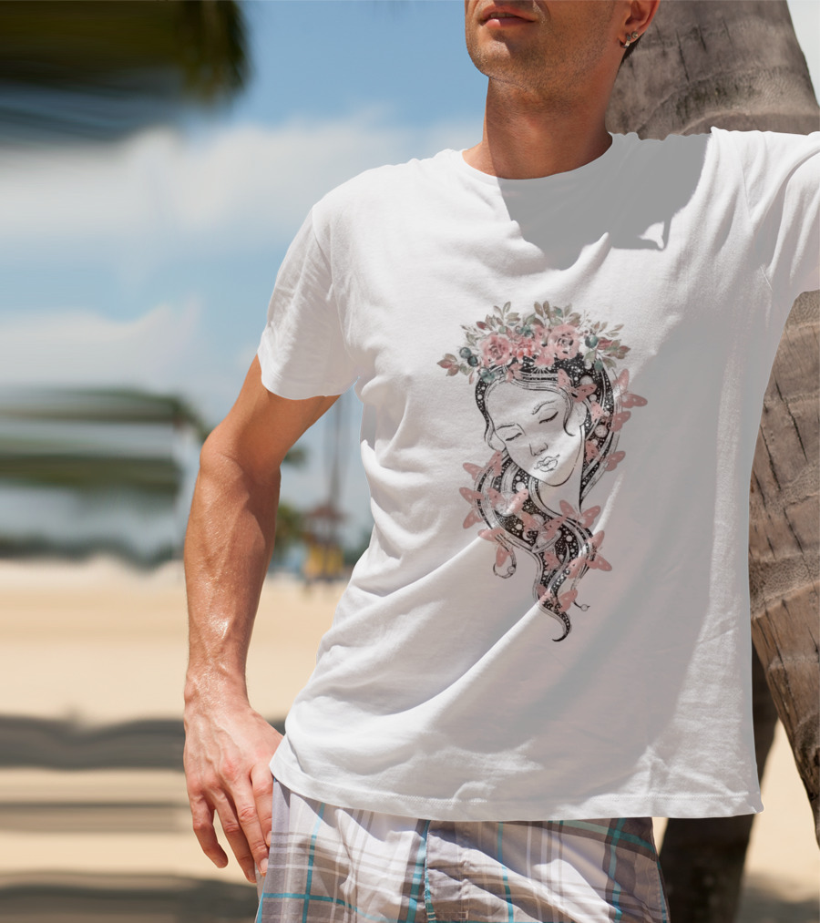 Heavyweight Floral Butterfly Hair T-Shirt