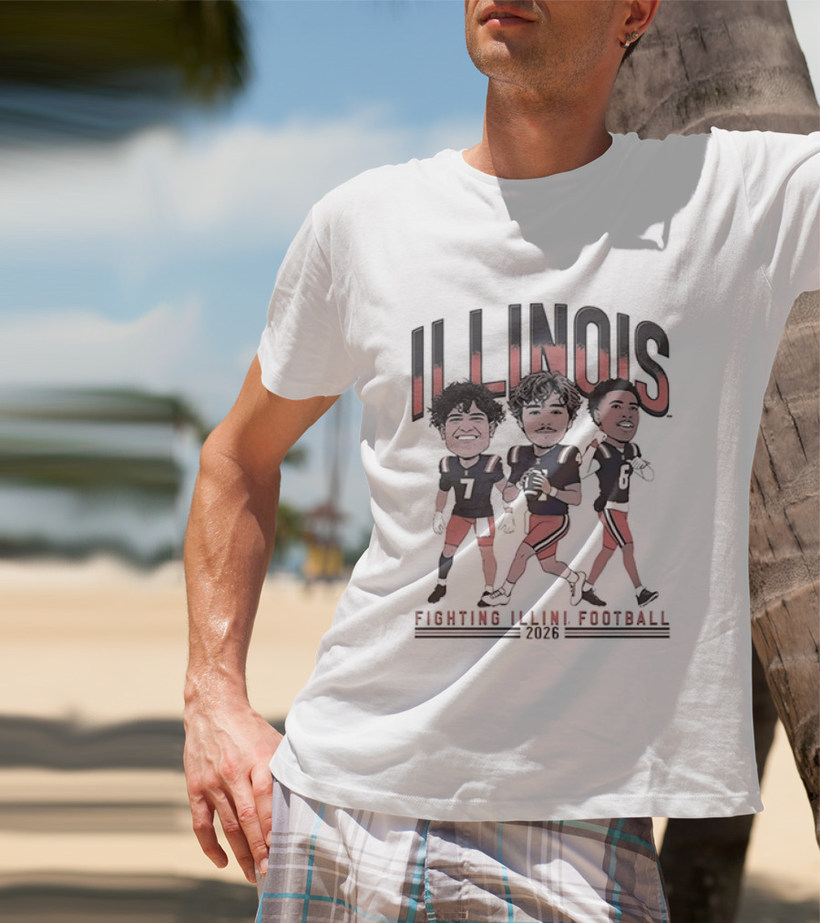 Illinois Fighting Illini Football 2026 Caricature Players Team Spirit T-Shirt