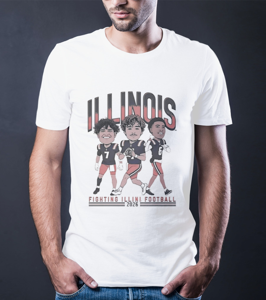 Illinois Fighting Illini Football 2026 Caricature Players Team Spirit T-Shirt