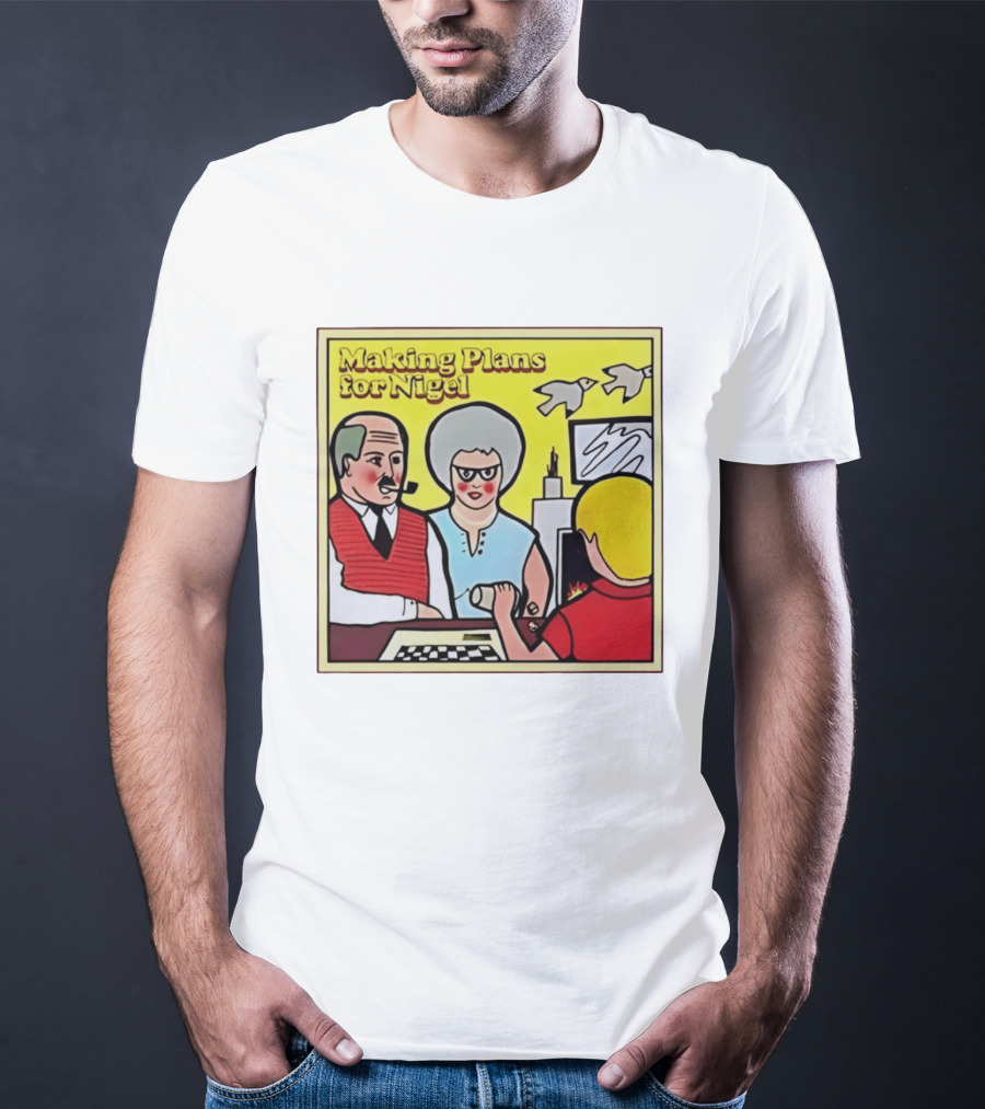 Making Plans For Nigel XTC New Wave English Rock Scene Yellow Background Birds Family T-Shirt