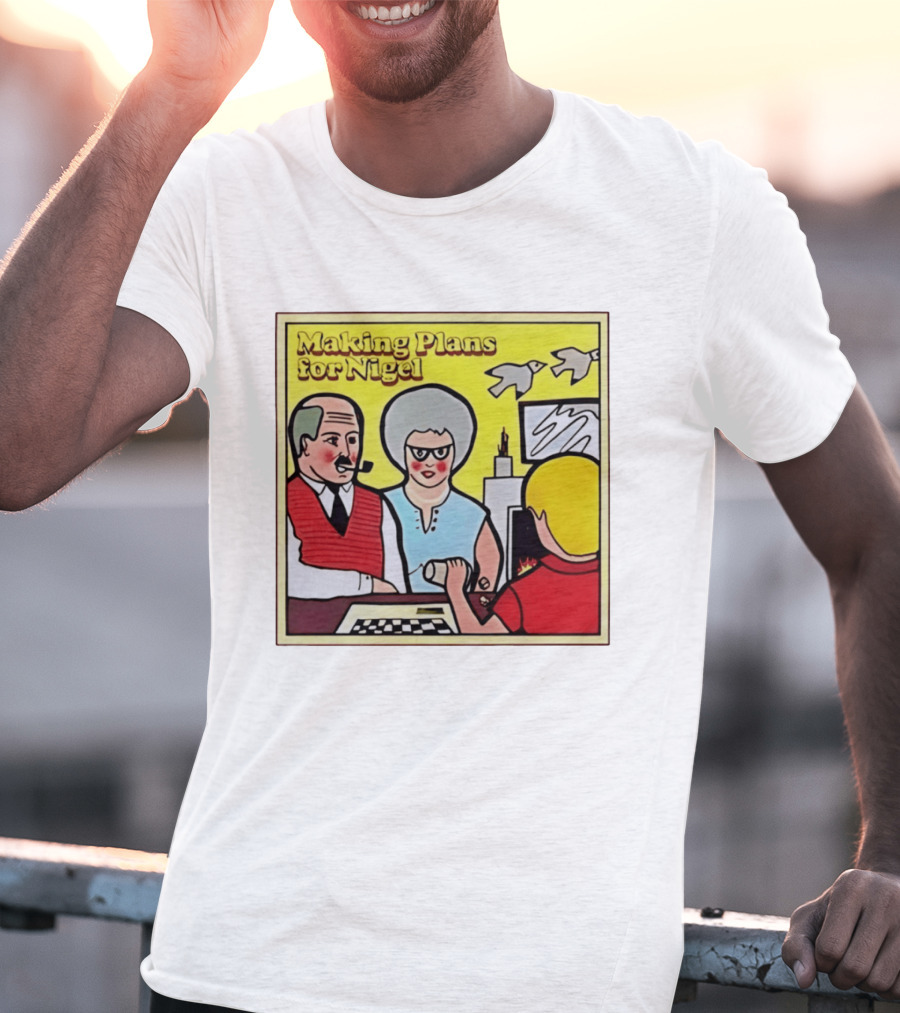 Making Plans For Nigel XTC New Wave English Rock Scene Yellow Background Birds Family T-Shirt