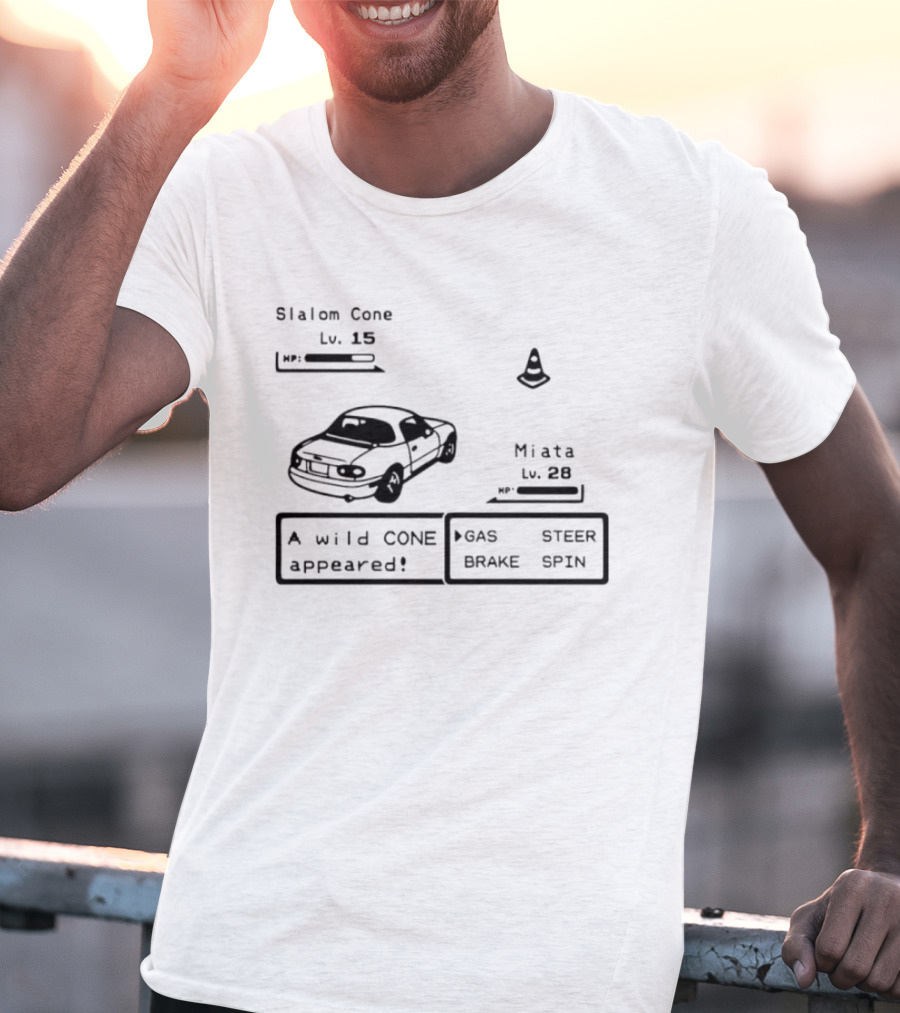 Miata Mazda NA A Wild Cone Appeared Pokemon Slalom Cone Gas Steer Brake Spin T-Shirt