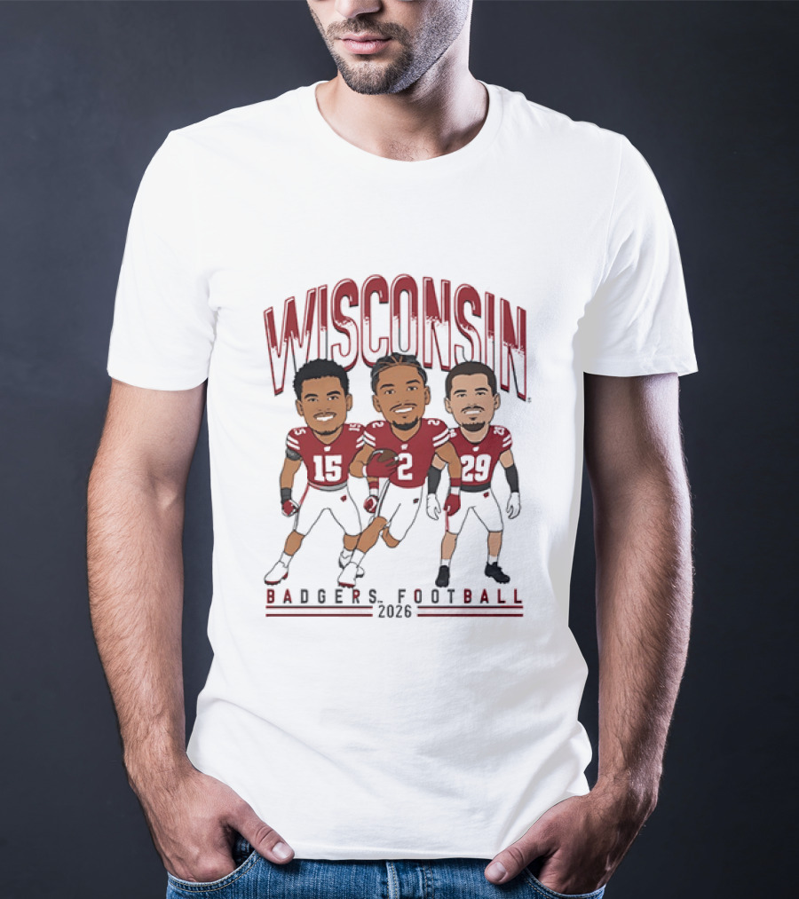 Wisconsin Badgers Football 2026 Players Caricature Team Spirit T-Shirt