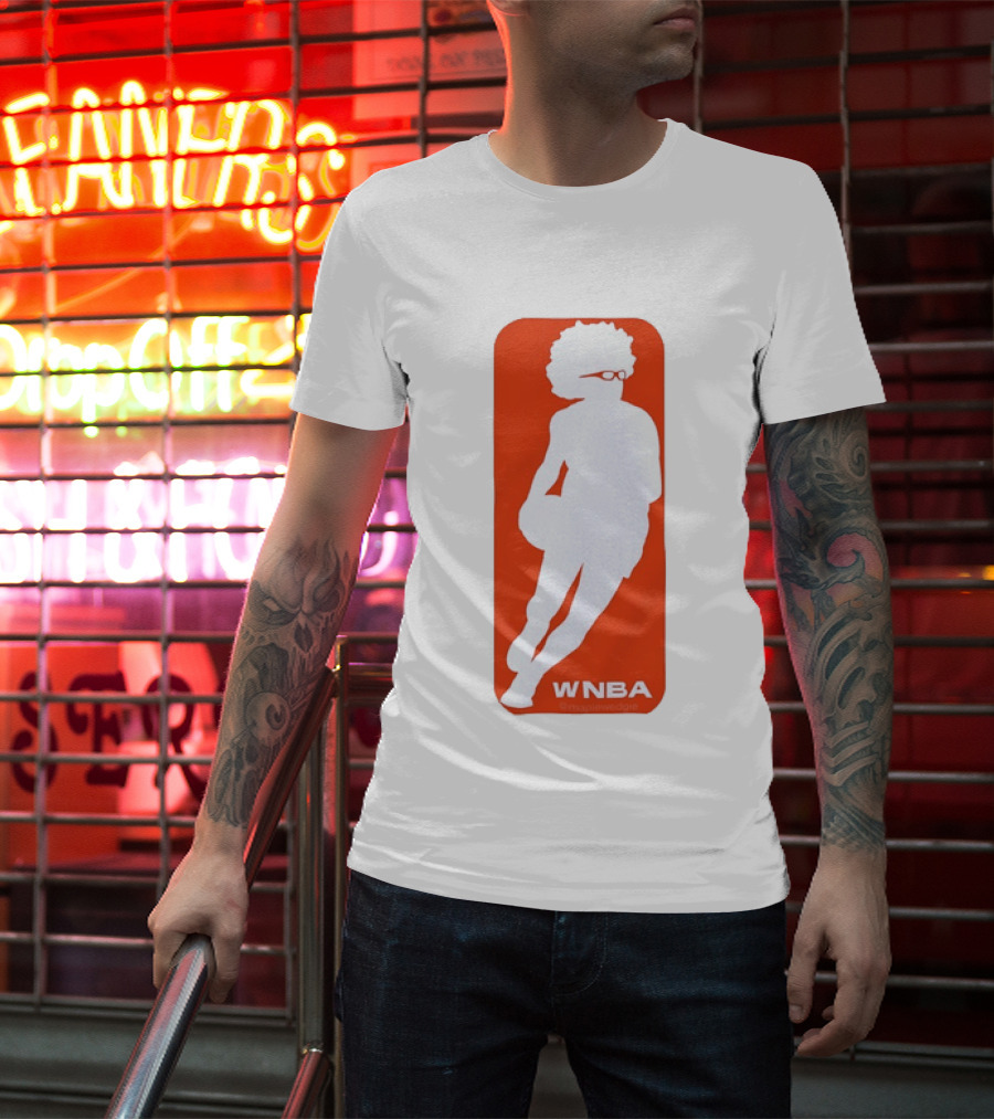 WNBA Maplewedgie Basketball Player White Silhouette On Orange T-Shirt