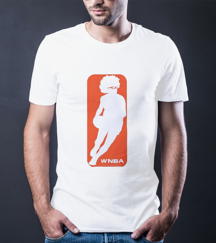 WNBA Maplewedgie Basketball Player White Silhouette On Orange T-Shirt