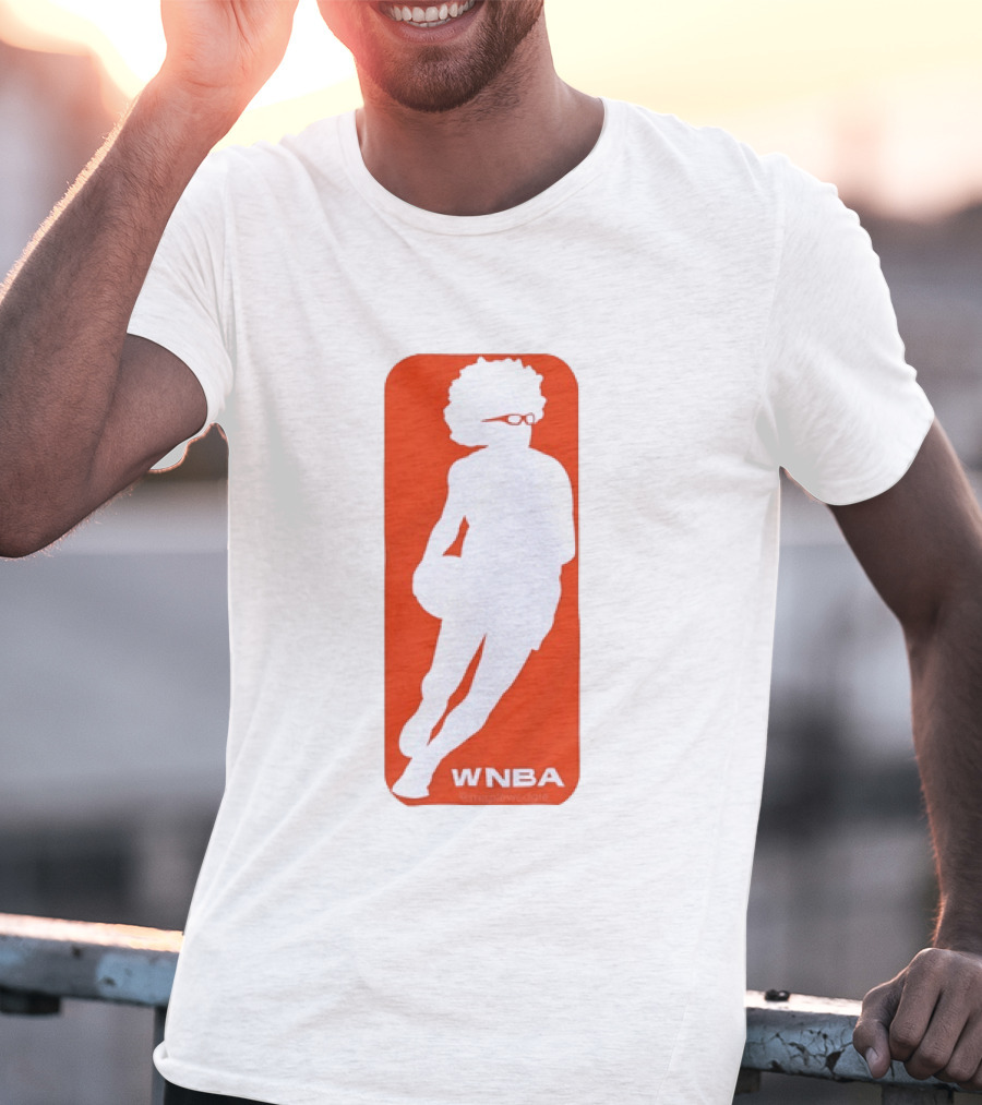 WNBA Maplewedgie Basketball Player White Silhouette On Orange T-Shirt