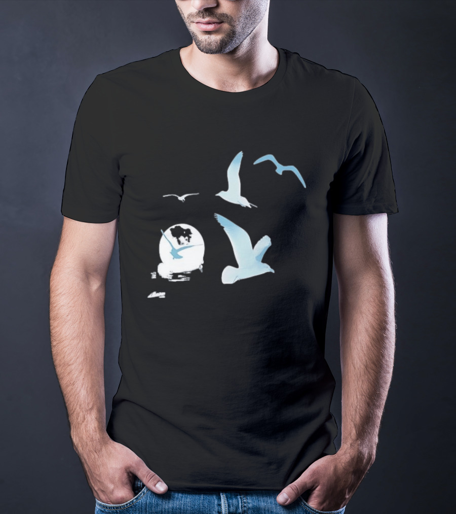 1989 Seagull Boxy Flock In Flight Retro Aesthetic T-Shirt