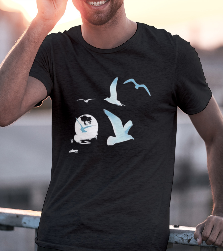1989 Seagull Boxy Flock In Flight Retro Aesthetic T-Shirt