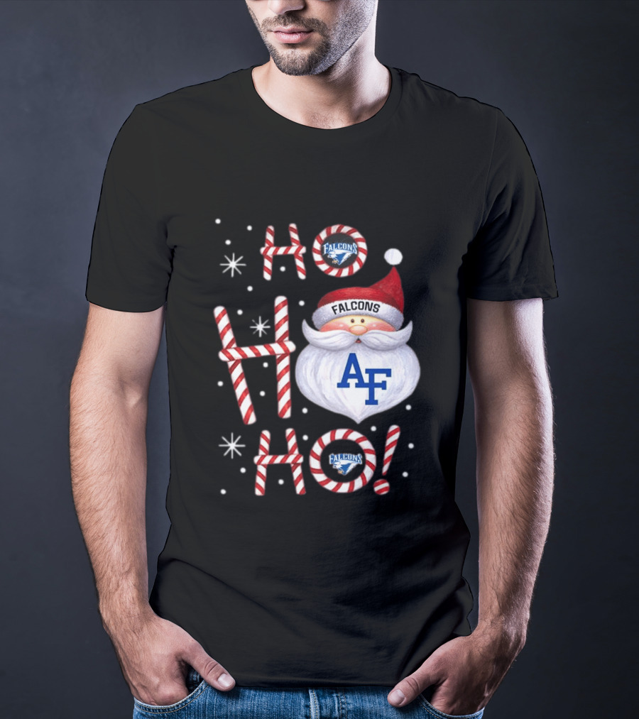 Air Force Falcons Christmas Santa Ho Ho Ho Peppermint Letters T-Shirt