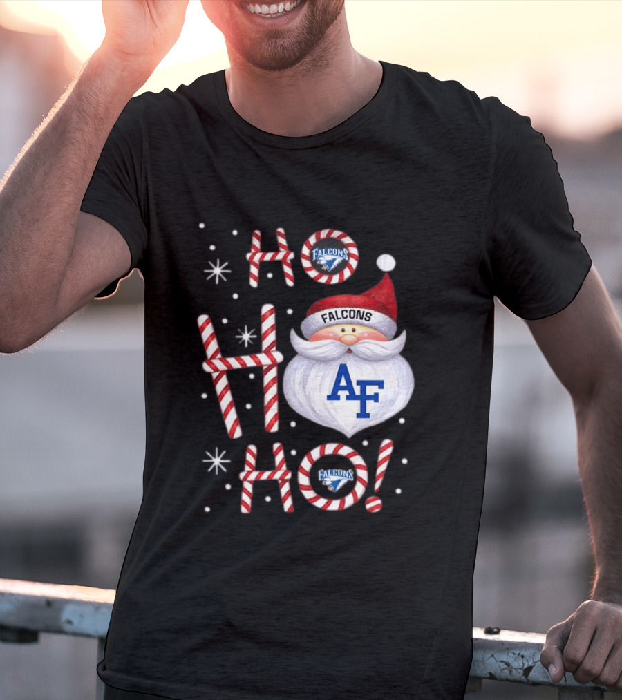Air Force Falcons Christmas Santa Ho Ho Ho Peppermint Letters T-Shirt