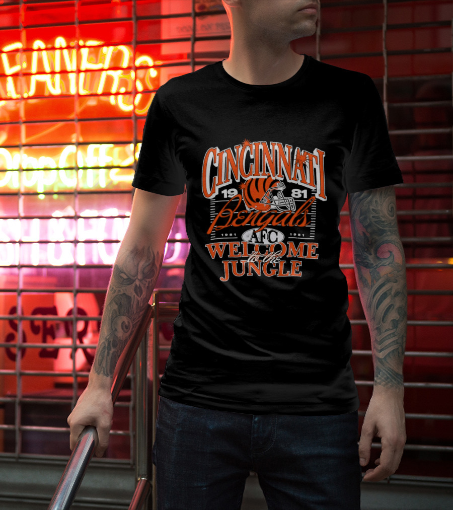 Cincinnati Bengals 1981 Welcome To The Jungle AFC Helmet T-Shirt