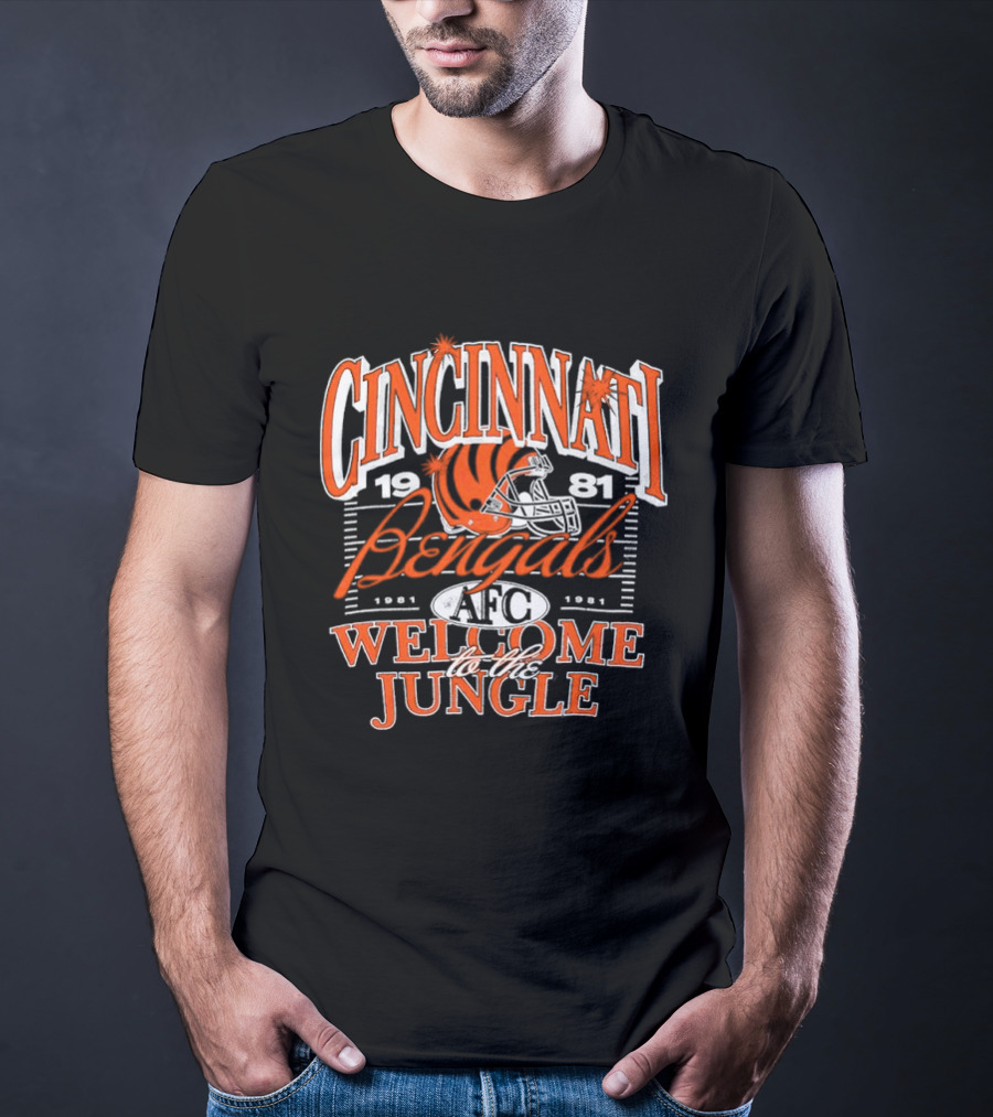 Cincinnati Bengals 1981 Welcome To The Jungle AFC Helmet T-Shirt