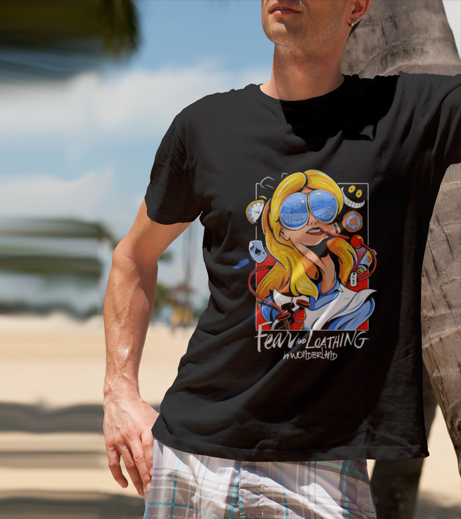 Alice Fear And Loathing In Wonderland Smoking Sunglasses Psychedelic T-Shirt