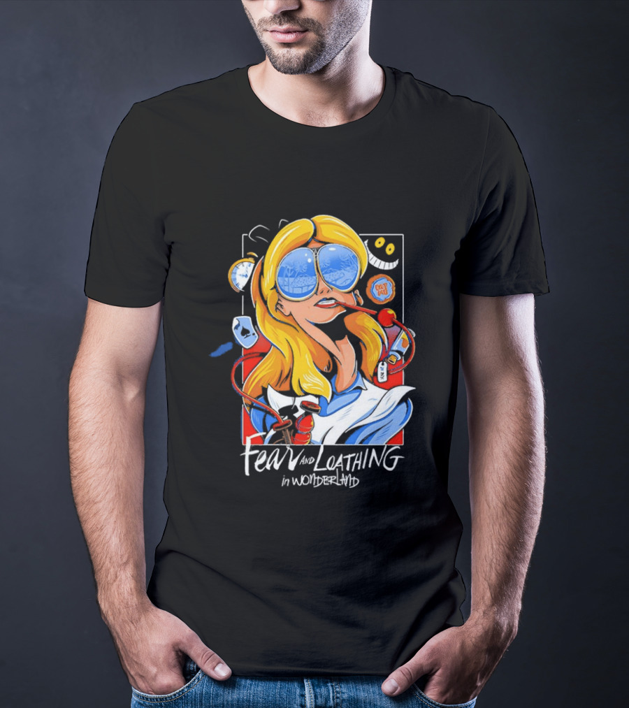Alice Fear And Loathing In Wonderland Smoking Sunglasses Psychedelic T-Shirt