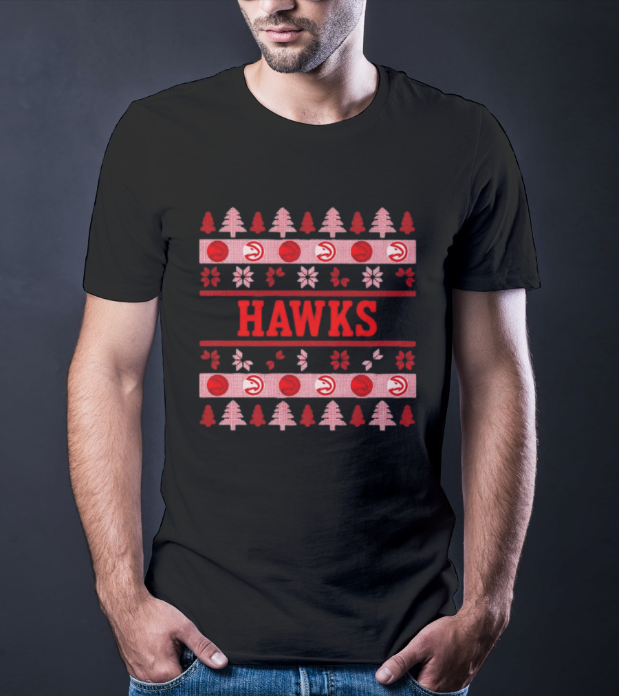 Atlanta Hawks Basketball Holiday Ugly Christmas Sweater T-Shirt