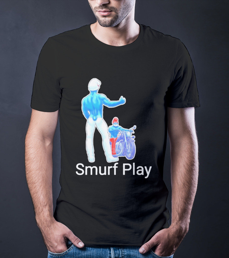 Smurf Play Gay LGBT Biker T-Shirt