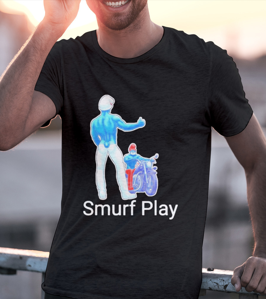 Smurf Play Gay LGBT Biker T-Shirt
