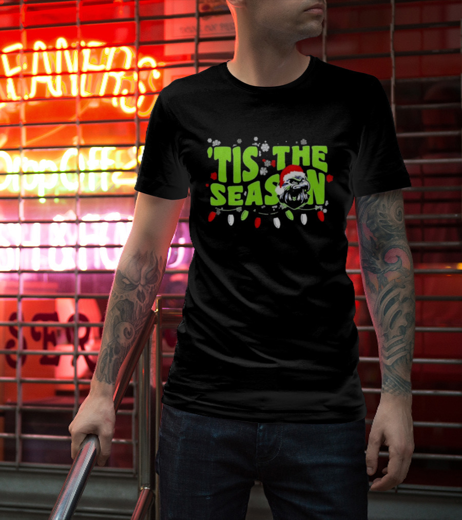 Tis The Season Christmas Seattle Seahawks Football Santa Hat T-Shirt