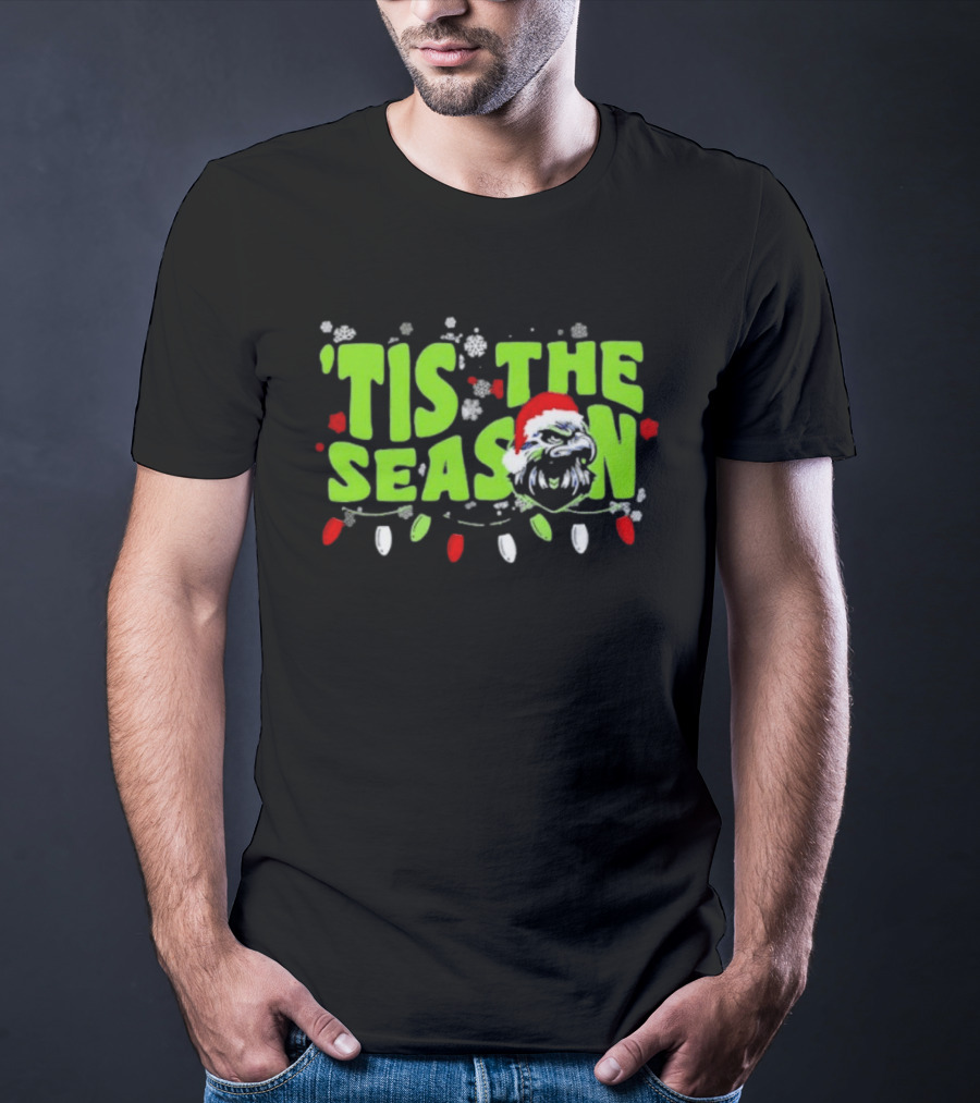 Tis The Season Christmas Seattle Seahawks Football Santa Hat T-Shirt