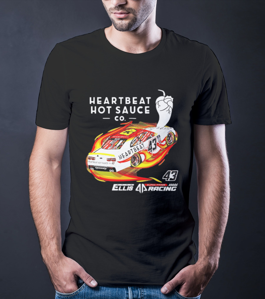 Heartbeat Hot Sauce Co Ryan Ellis 43 Alpha Prime Racing T-Shirt