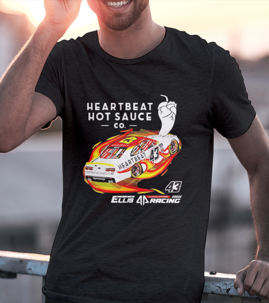 Heartbeat Hot Sauce Co Ryan Ellis 43 Alpha Prime Racing T-Shirt