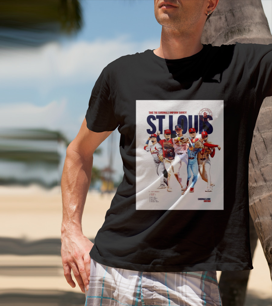 Take The Cardinals Uniform Survey St Louis Historic Baseball Players T-Shirt
