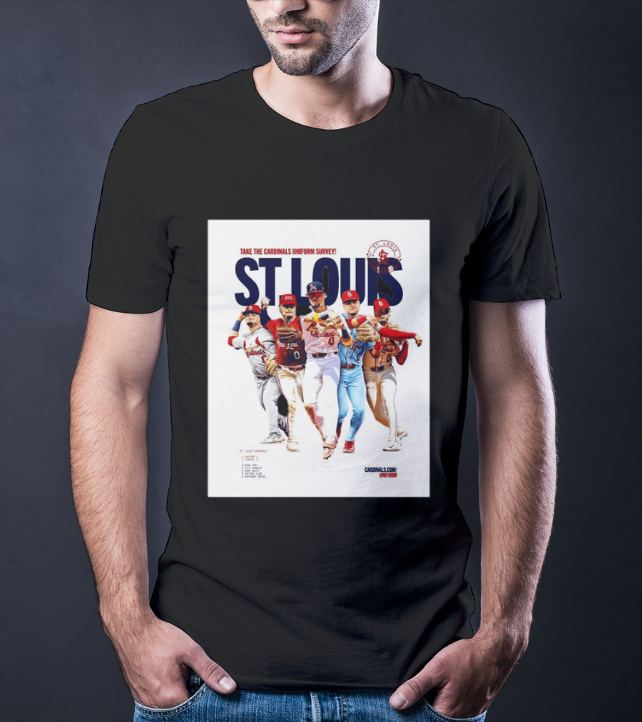 Take The Cardinals Uniform Survey St Louis Historic Baseball Players T-Shirt