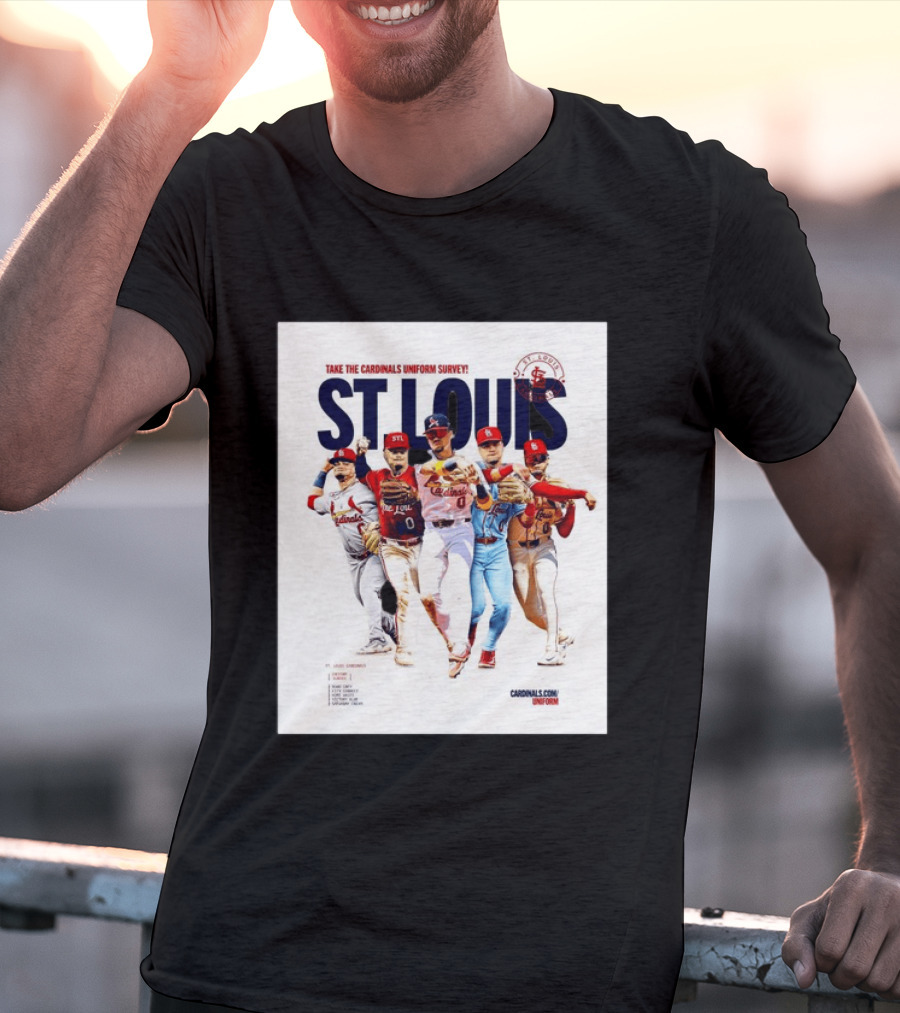 Take The Cardinals Uniform Survey St Louis Historic Baseball Players T-Shirt