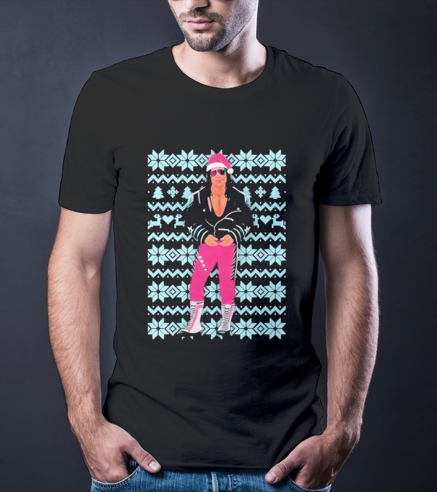 Bret Hart Ugly Christmas Jumper Retro Festive Pink Santa Outfit T-Shirt