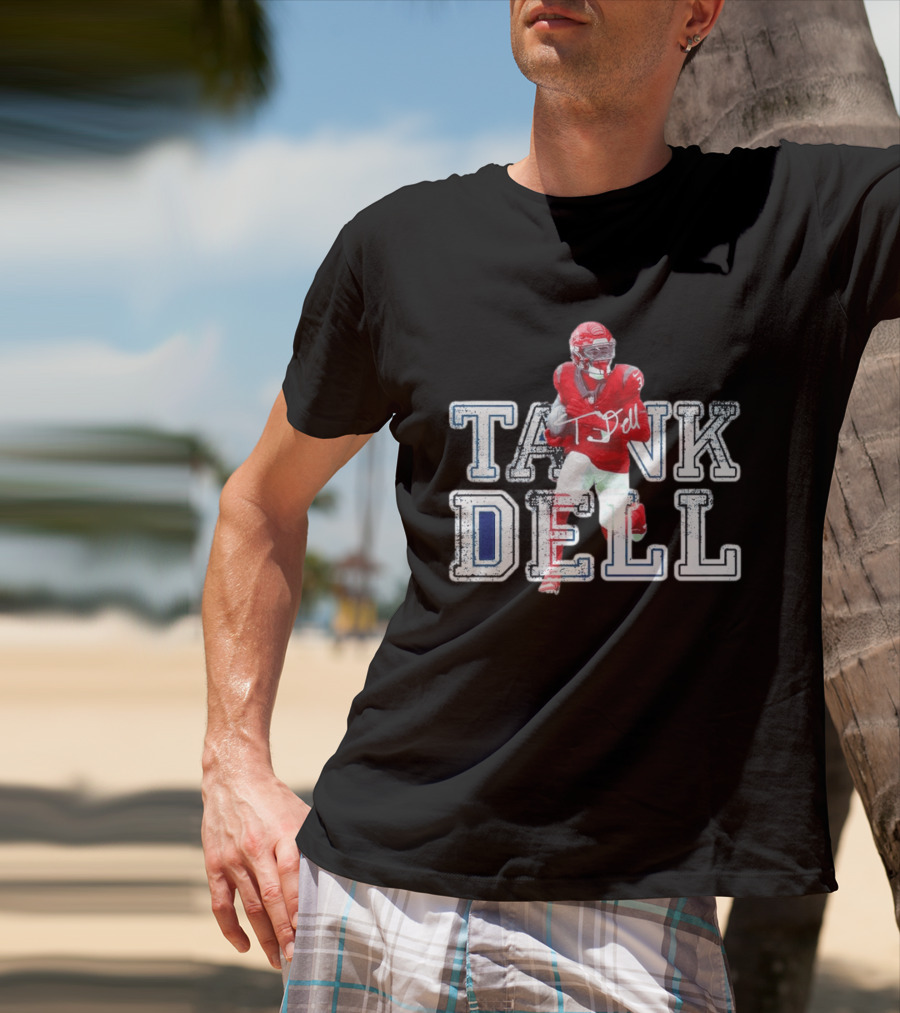 Houston Texans Tank Dell Football Player Run Action T-Shirt