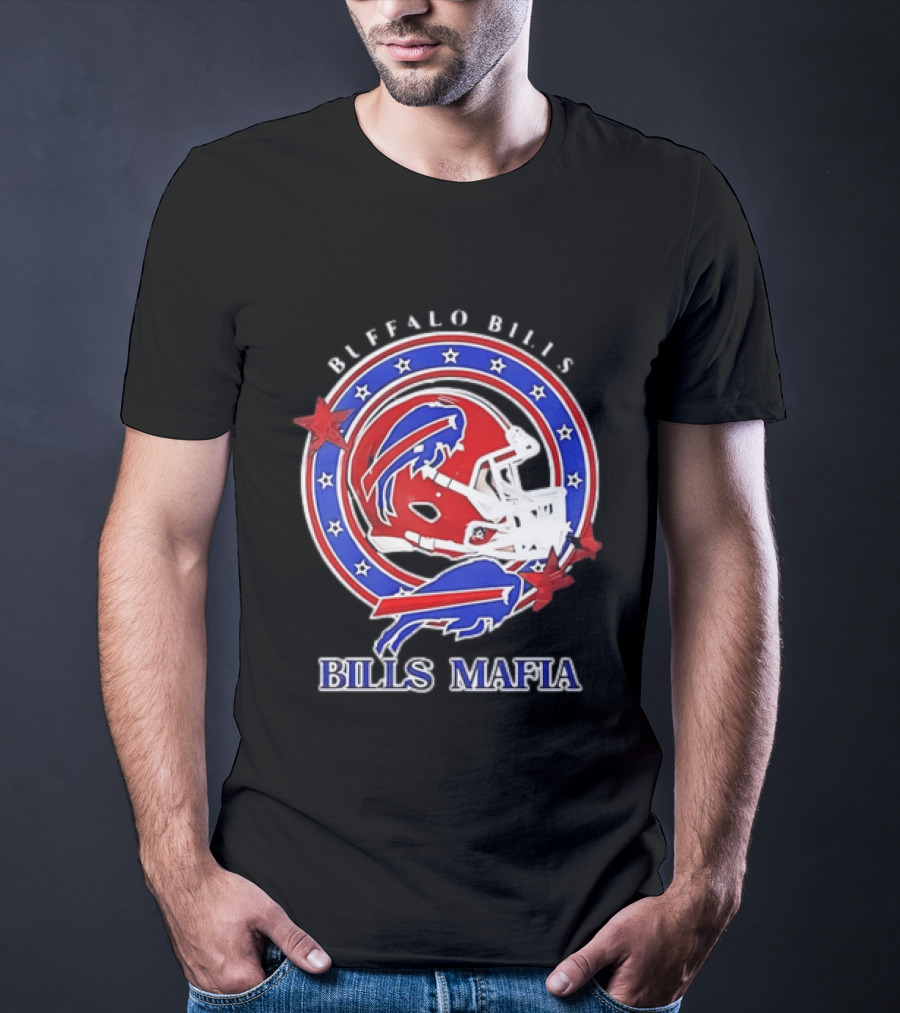 Buffalo Bills Bills Mafia Football Helmet Stars Oval T-Shirt