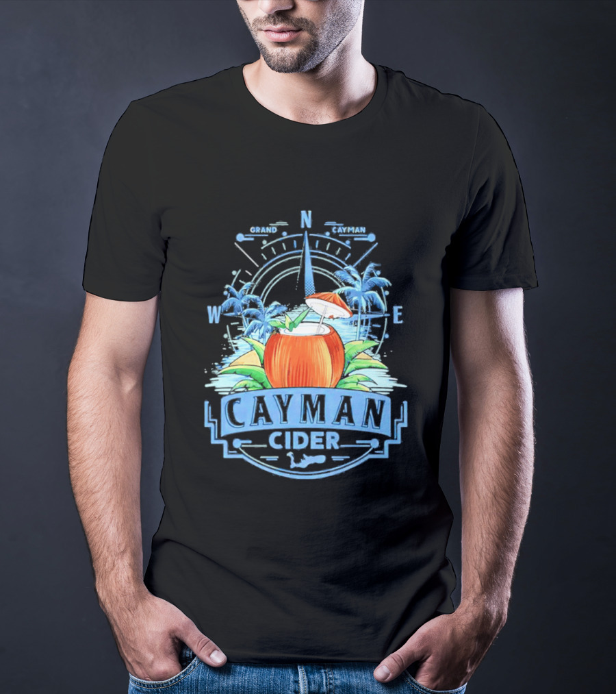 Cayman Cider Tropical Compass Palm Trees Beverage T-Shirt