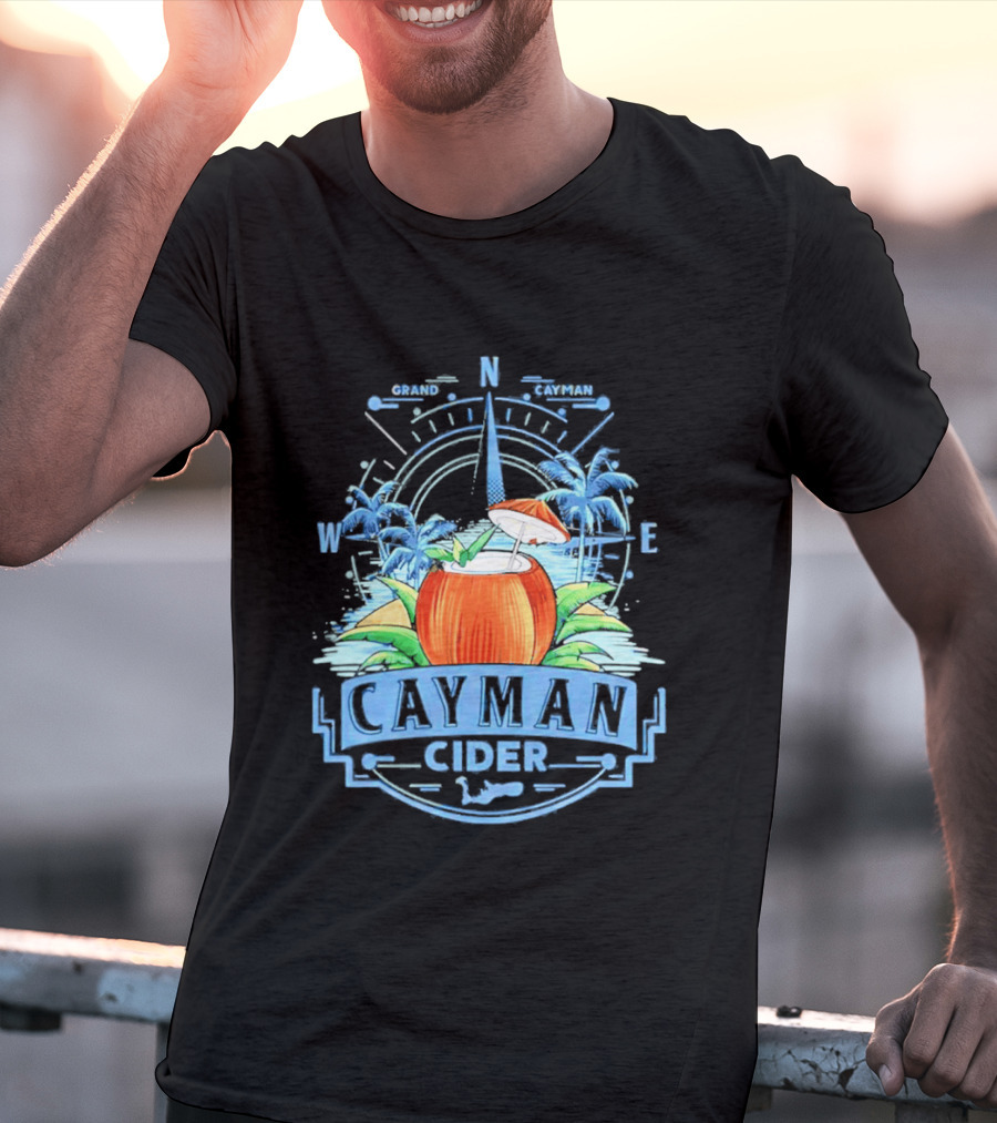 Cayman Cider Tropical Compass Palm Trees Beverage T-Shirt