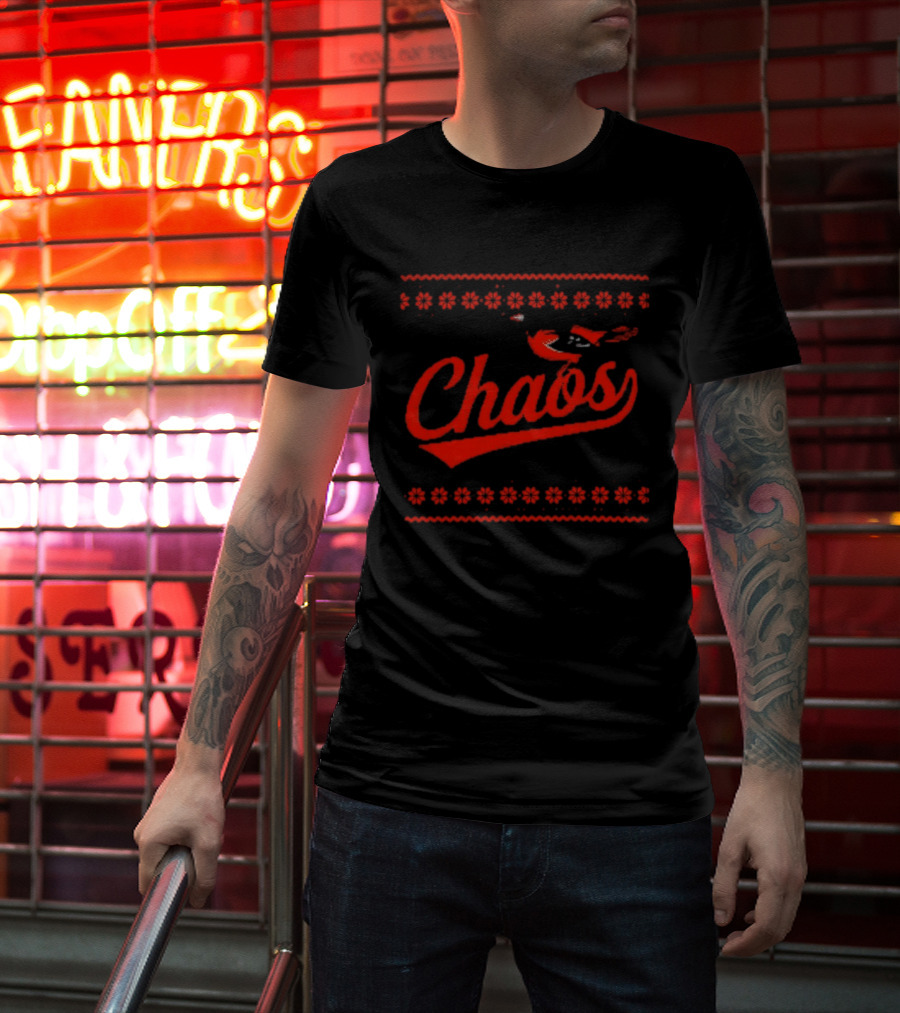 Chaos In Baltimore Orioles Ugly Christmas Sweater T-Shirt
