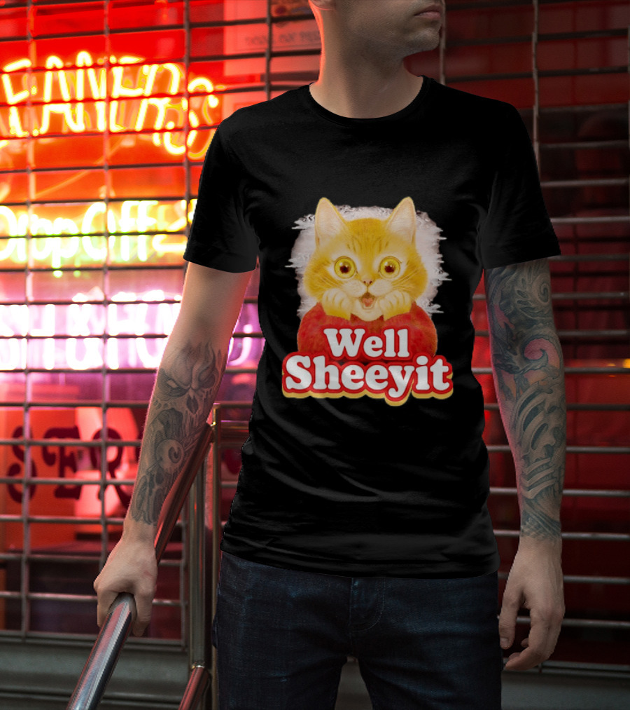 Well Sheeyit Surprised Orange Cat Humor T-Shirt