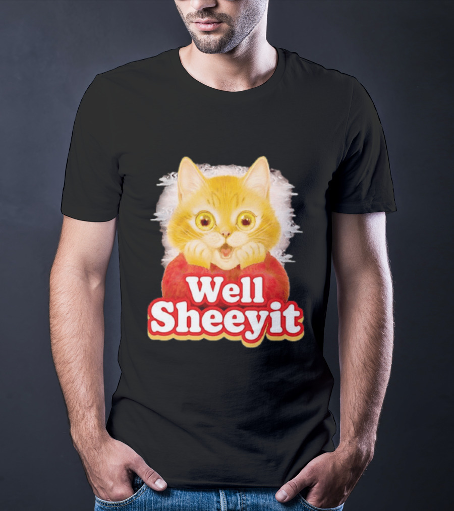 Well Sheeyit Surprised Orange Cat Humor T-Shirt