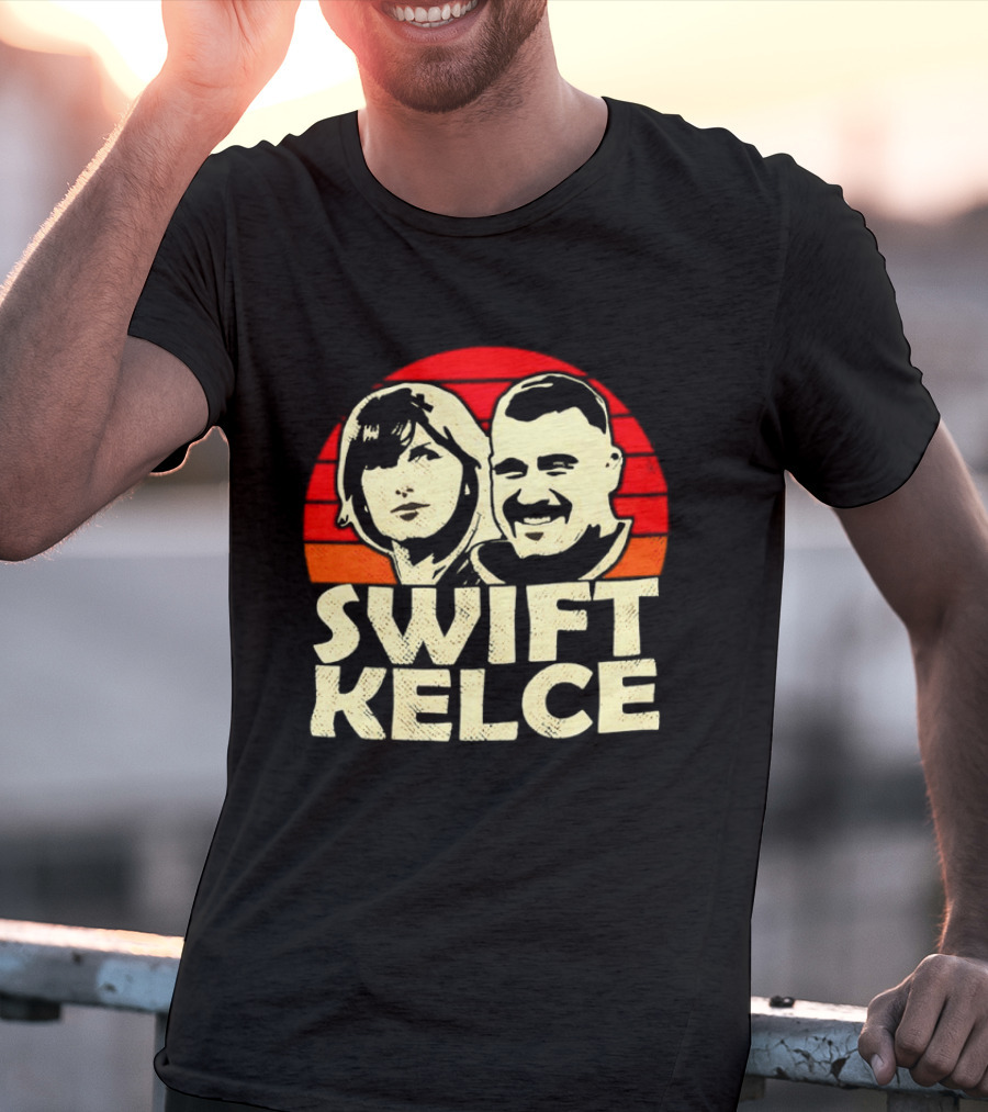 Kansas City Chiefs Swift Kelce Red Sunset T-Shirt