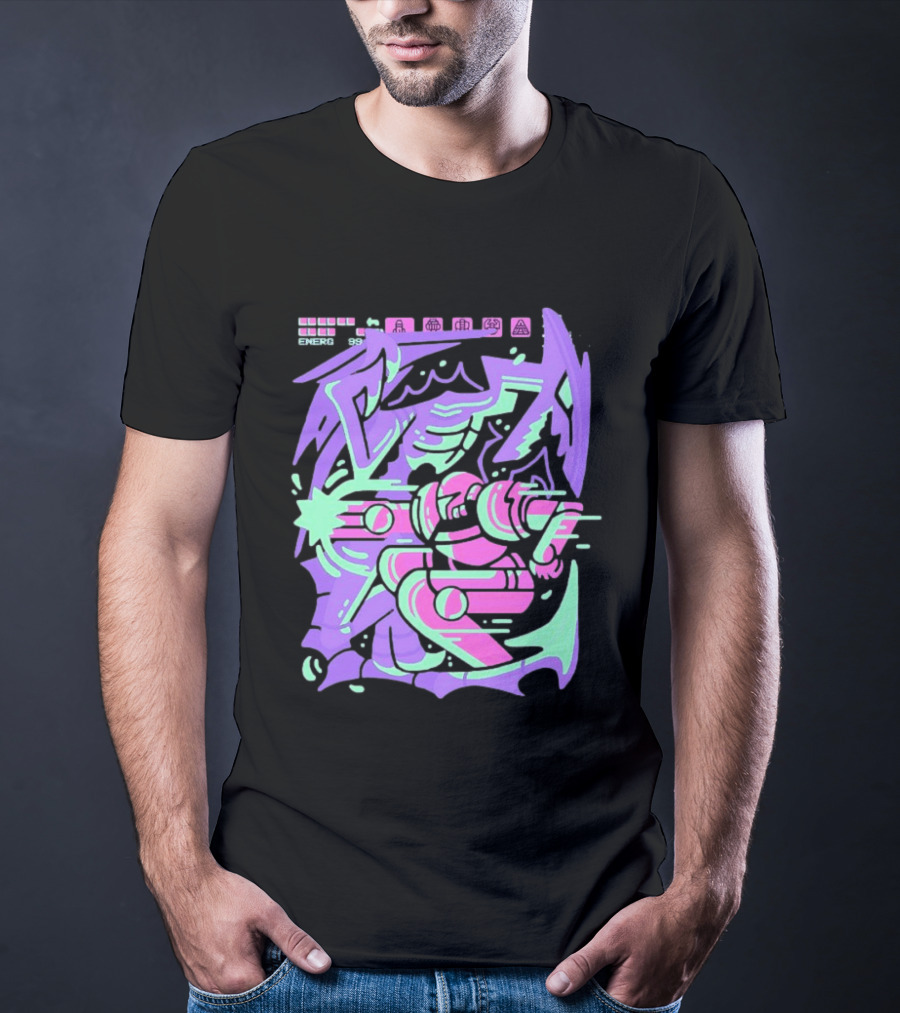 Metroid Space Pirate Skirmish Neon Glitch T-Shirt