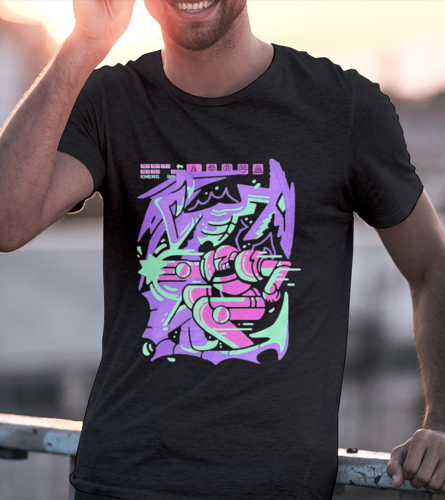 Metroid Space Pirate Skirmish Neon Glitch T-Shirt
