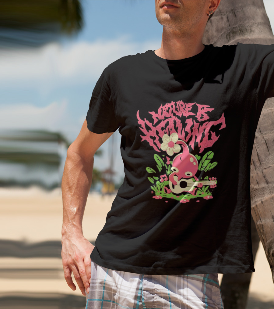 Nature Is Healing Pikmin Playing Guitar T-Shirt
