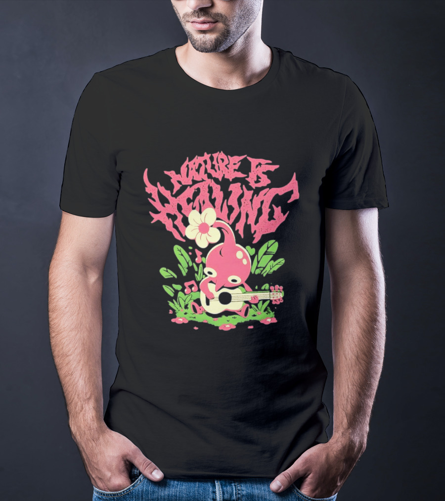 Nature Is Healing Pikmin Playing Guitar T-Shirt