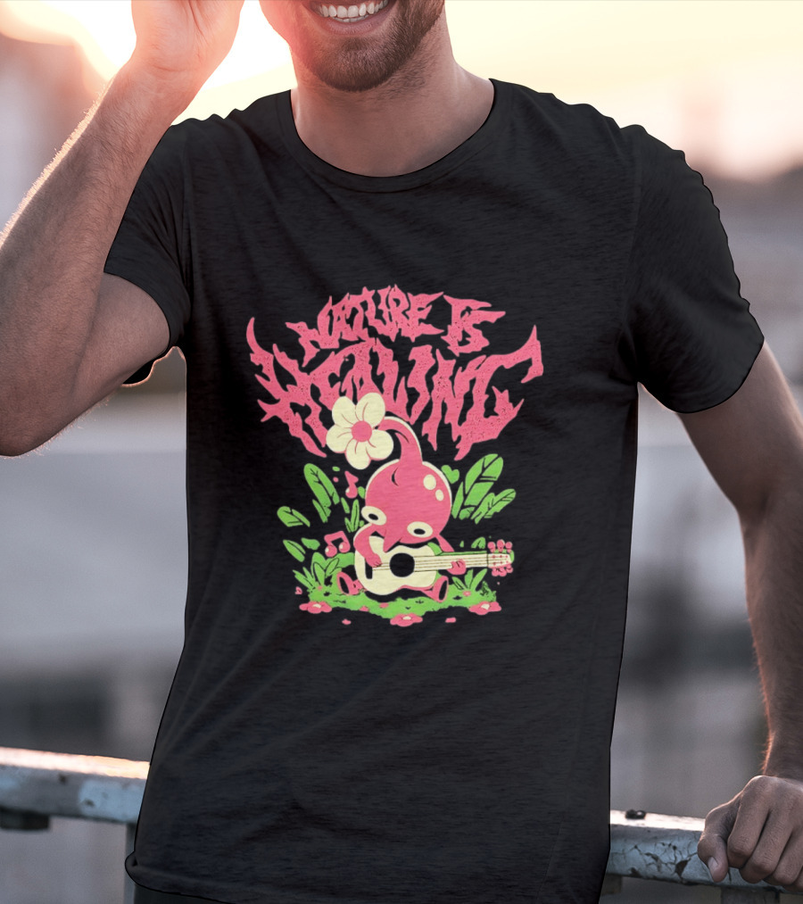 Nature Is Healing Pikmin Playing Guitar T-Shirt