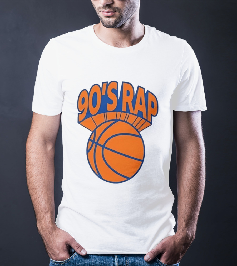 90's Rap Basketball Bold Orange Blue T-Shirt
