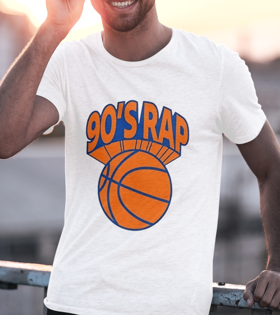 90's Rap Basketball Bold Orange Blue T-Shirt